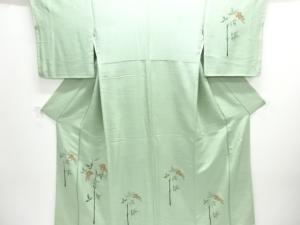 作家物　南天模様手織り紬訪問着